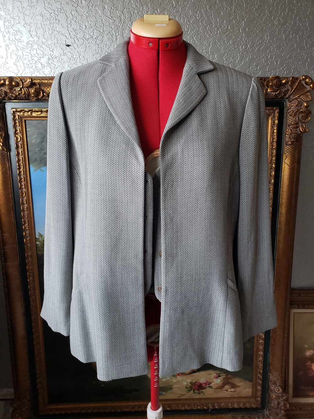 Armani Collezioni Light Gray Herringbone Blazer